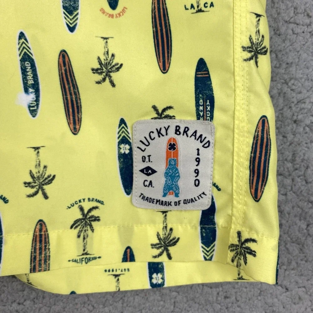 Lucky Brand Boardshorts Boys Sz 18 XL Yellow Surfwear‎ Surfboards Swim Trunks